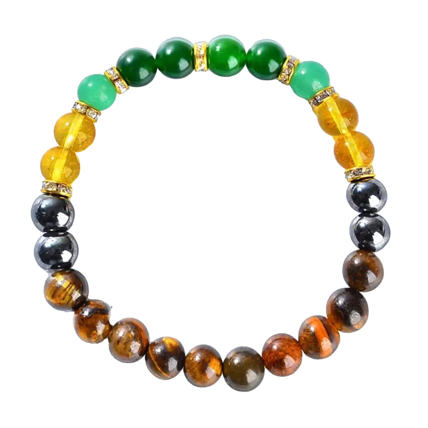 Natural Crystal Tiger's Eye Black Yellow Tourmaline Onyx Attracts Money Bracelet