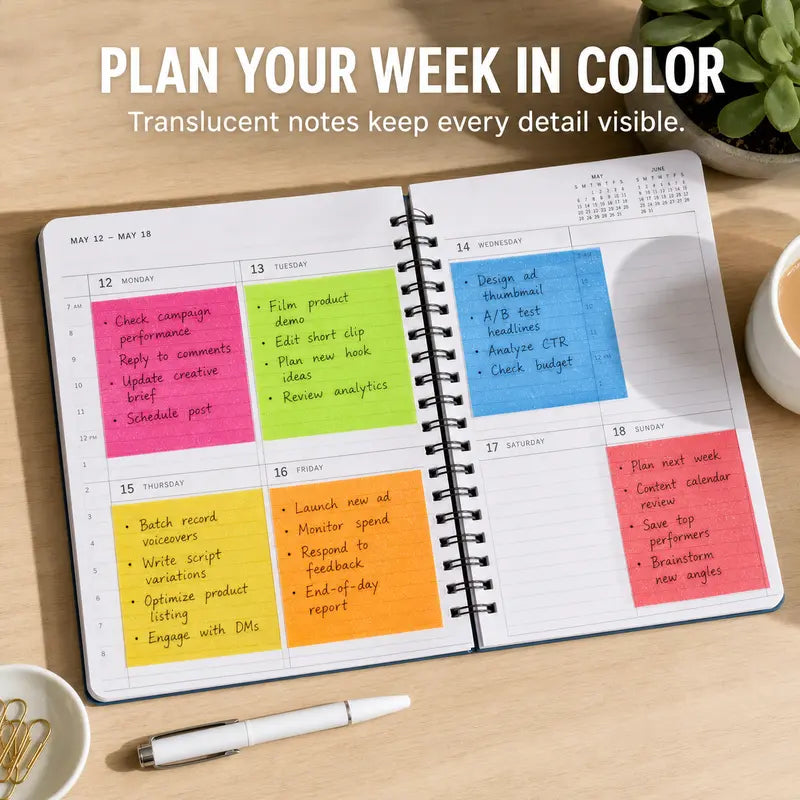 Frosted See-Through Glittered Reusable Sticky Notes