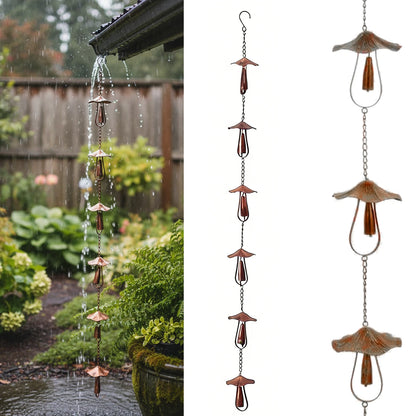 Mushroom Rain Chain 4.3FT Hanging Rain Catch Downspout for Garden Drainage Eaves