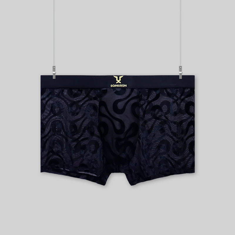 Breathable mesh boxer briefs, soft and stretchy jacquard fabric