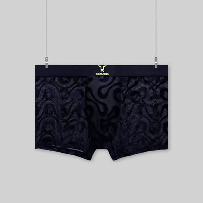 Breathable mesh boxer briefs, soft and stretchy jacquard fabric