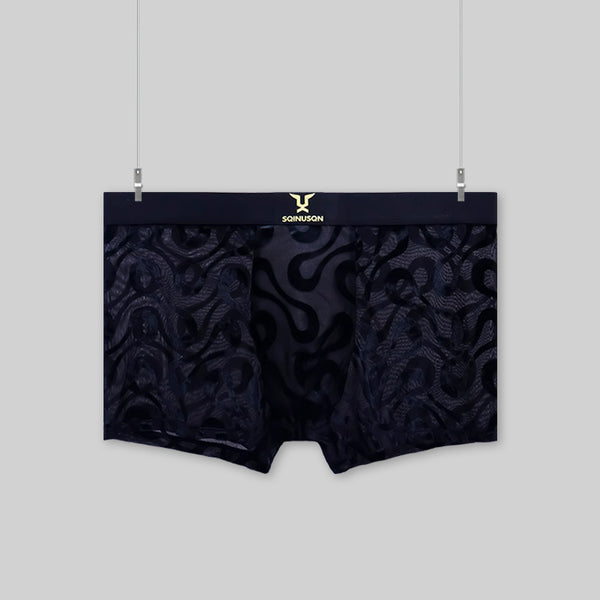 Breathable mesh boxer briefs, soft and stretchy jacquard fabric
