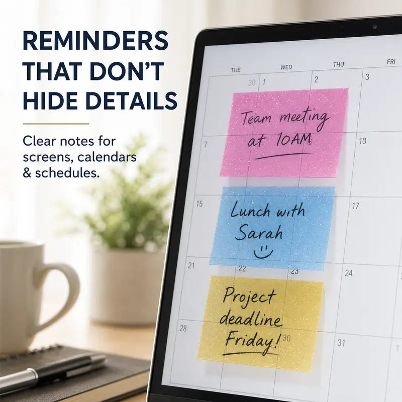 Frosted See-Through Glittered Reusable Sticky Notes