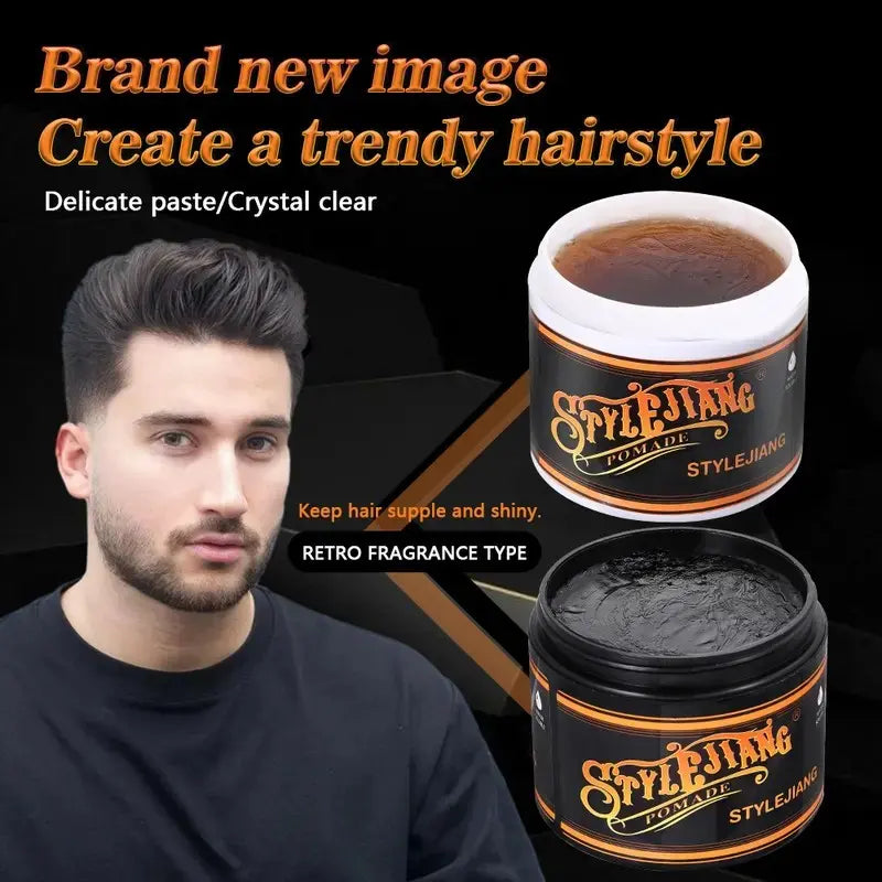 Strong Hold Hair Wax 4 oz. Water-soluble styling wax, suitable for curly, thick, and stubborn hair.