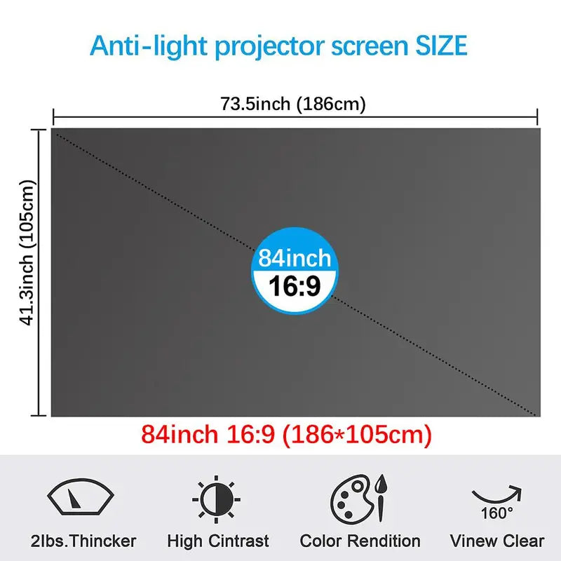 4K UHD Anti-Light Foldable Portable Projector Scree