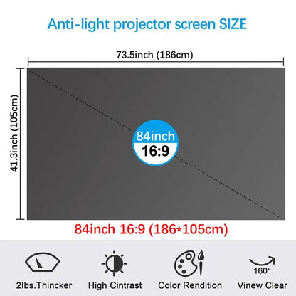 4K UHD Anti-Light Foldable Portable Projector Scree