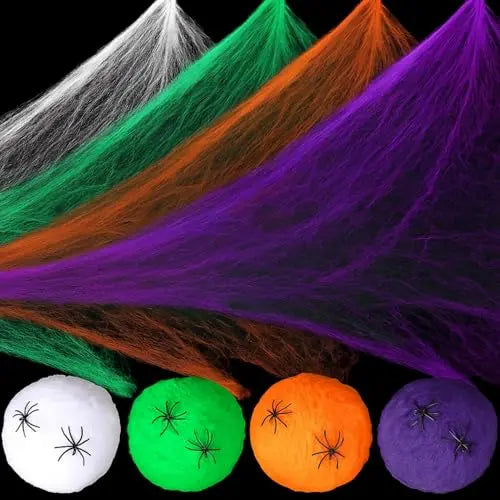 4PCS Glowing Halloween spiderweb decoration