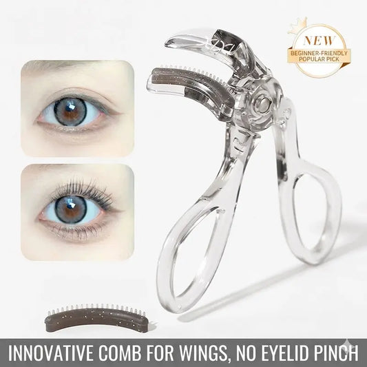 Wide-angle eyelash curler with comb