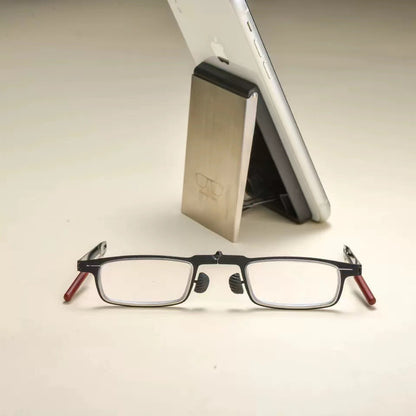 Portable Folding Pocket Reading Glasses, with Slim Metal Phone-Attachable Storage Case