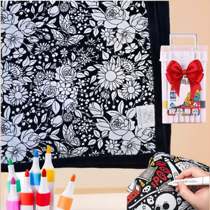 Color-Your-Own Coloring Blanket with 12-Color Marker Set