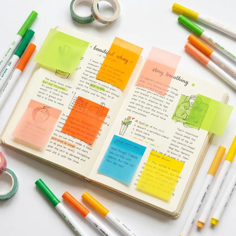 6PCS Cute translucent glitter pull-out sticky notes