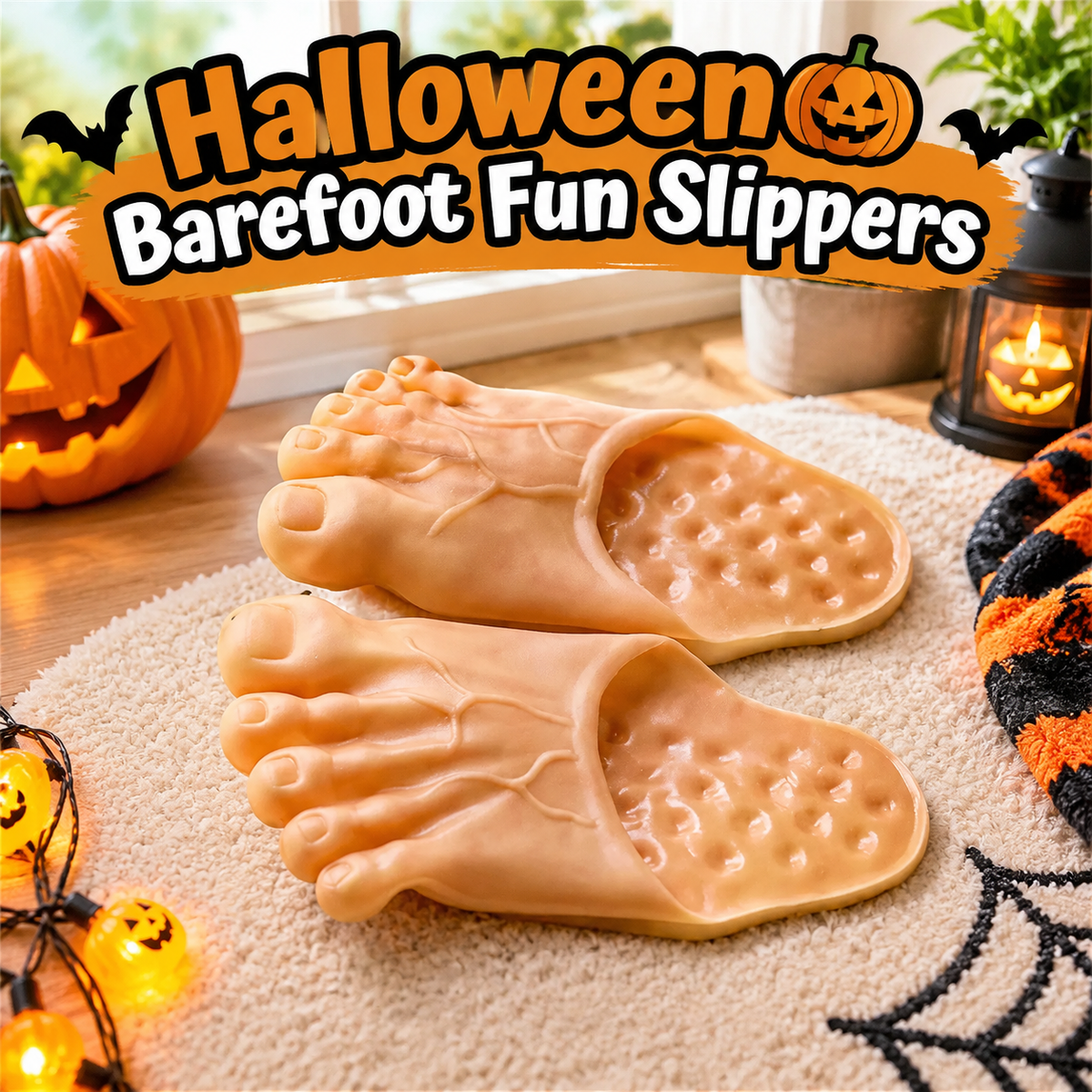 Halloween Barefoot Funny Feet Slippers - Realistic Big Foot Shoe Covers