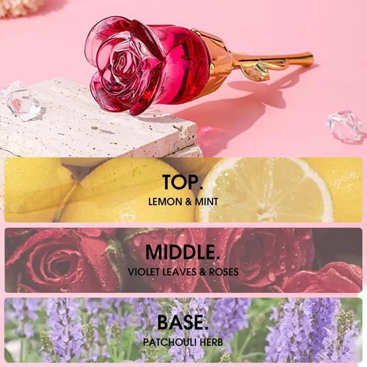Romantic Rose Perfume for Women - Long Lasting Eau de Parfum with Warm Amber