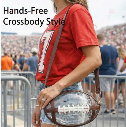 Clear Football-Shaped Crossbody Bag – Stylish Transparent Shoulder Purse