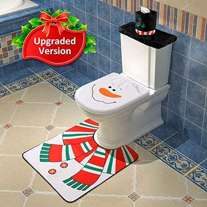 3 Pieces Christmas Toilet Seat Cover Set
