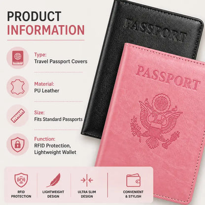 2-Pack Passport Holders – Ultra Slim PU Leather Wallets for Men & Women