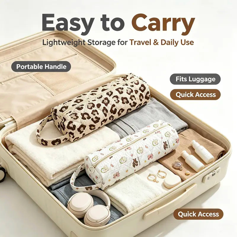 Portable Zipper Cosmetic Makeup Pouch with Handle