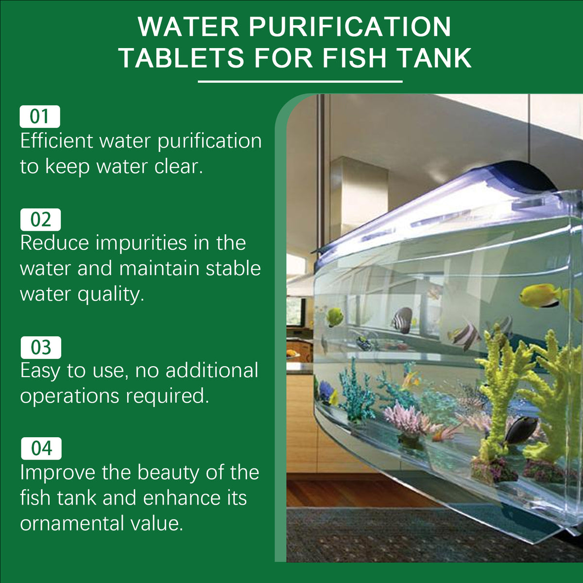 Aquarium Water Clarifying Tablets for Algae Control and Sludge Management