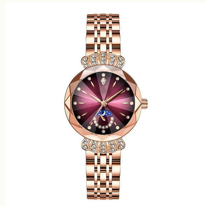 Elegant Womens Quartz Watch, Dainty Dress Watch with Crystal Accents