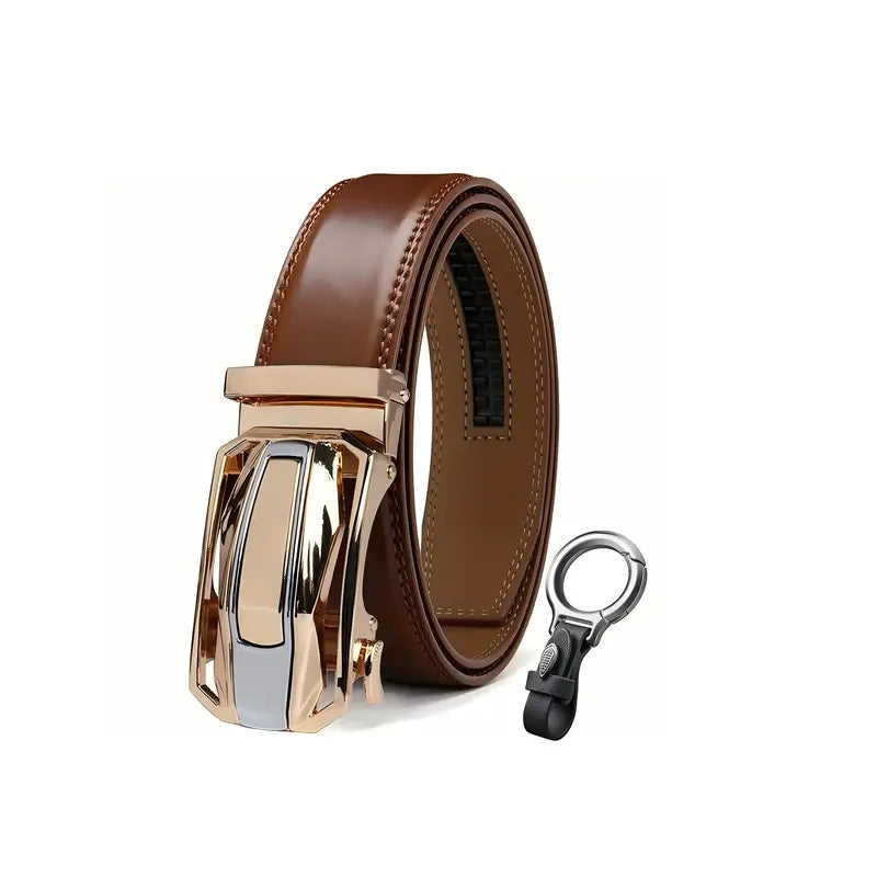 Men'S Ratchet Leather Belt - Sliding Belt Adjustable For Gift Mens Dress Fashion Belts1 3/ 8",