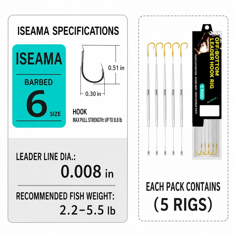 Floating-bottom fishing rig and hook set