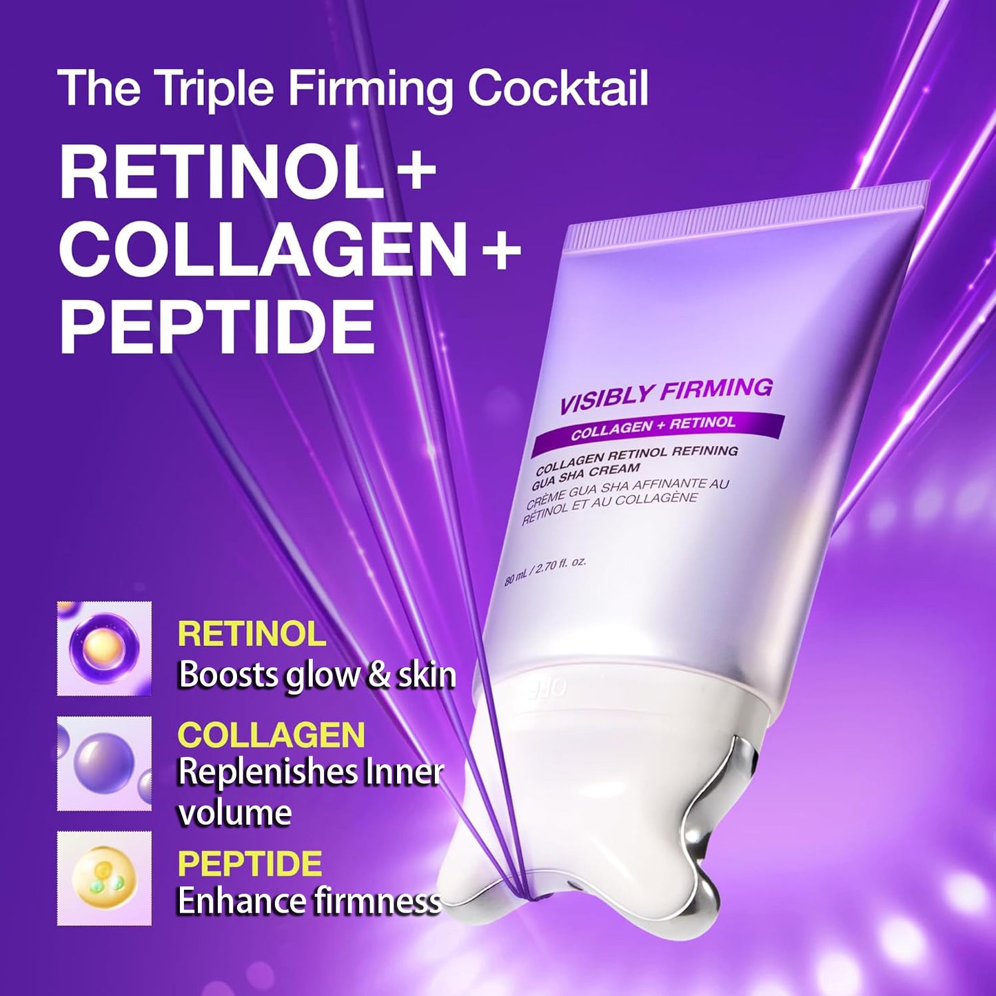 Collagen Retinol Refining Gua Sha Cream For Lifting & Firming, Daily Moisturizer, Fine Line Care