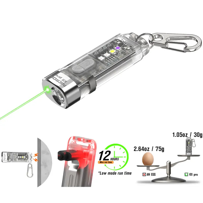 Magnetic Keychain Flashlight, 550 Lumens RGB & UV Laser Light