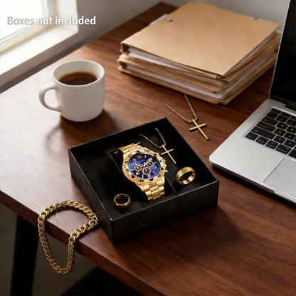 Men's 4-Piece Watch and Jewelry Set