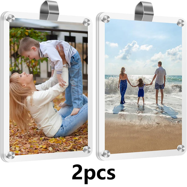2Pcs Acrylic Magnetic Car Visor Photo Clip Car Picture Holder