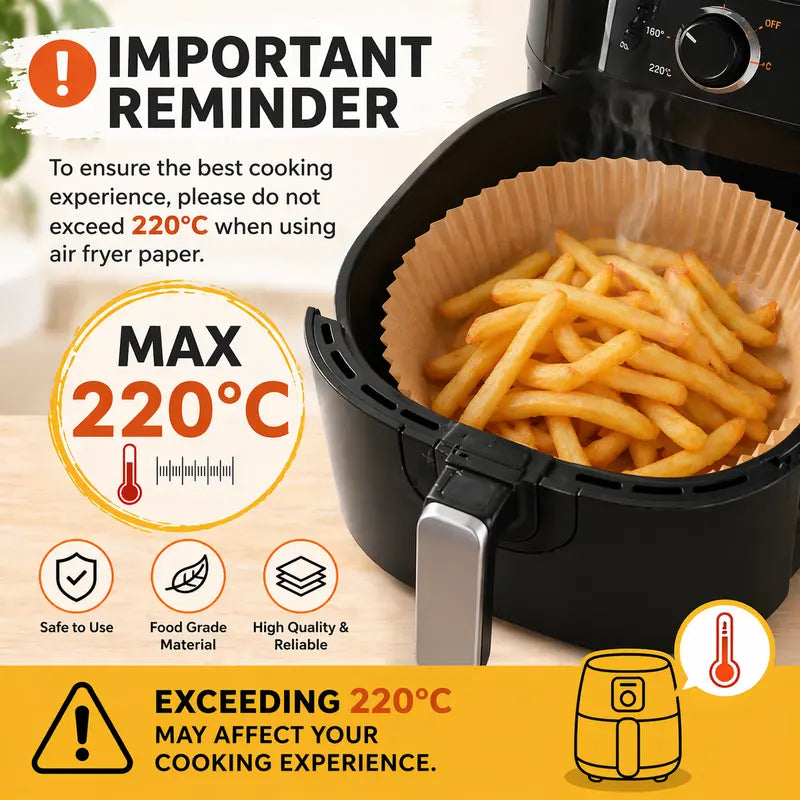 50-PCS Air Fryer Liners – Thickened, Non-Stick, and Oil-Proof