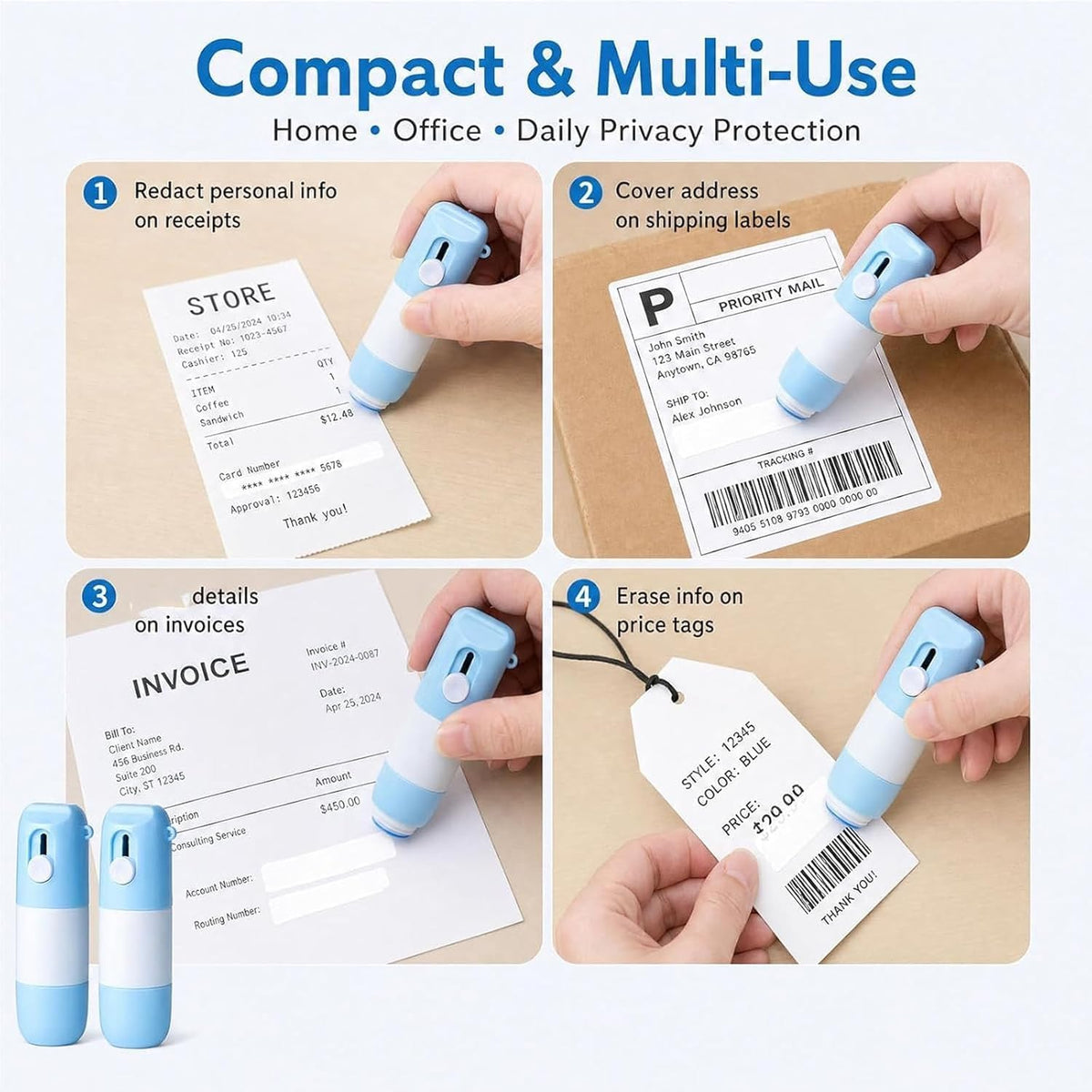 2PCS 2-in-1 Thermal Paper Eraser Pen & Craft Knife