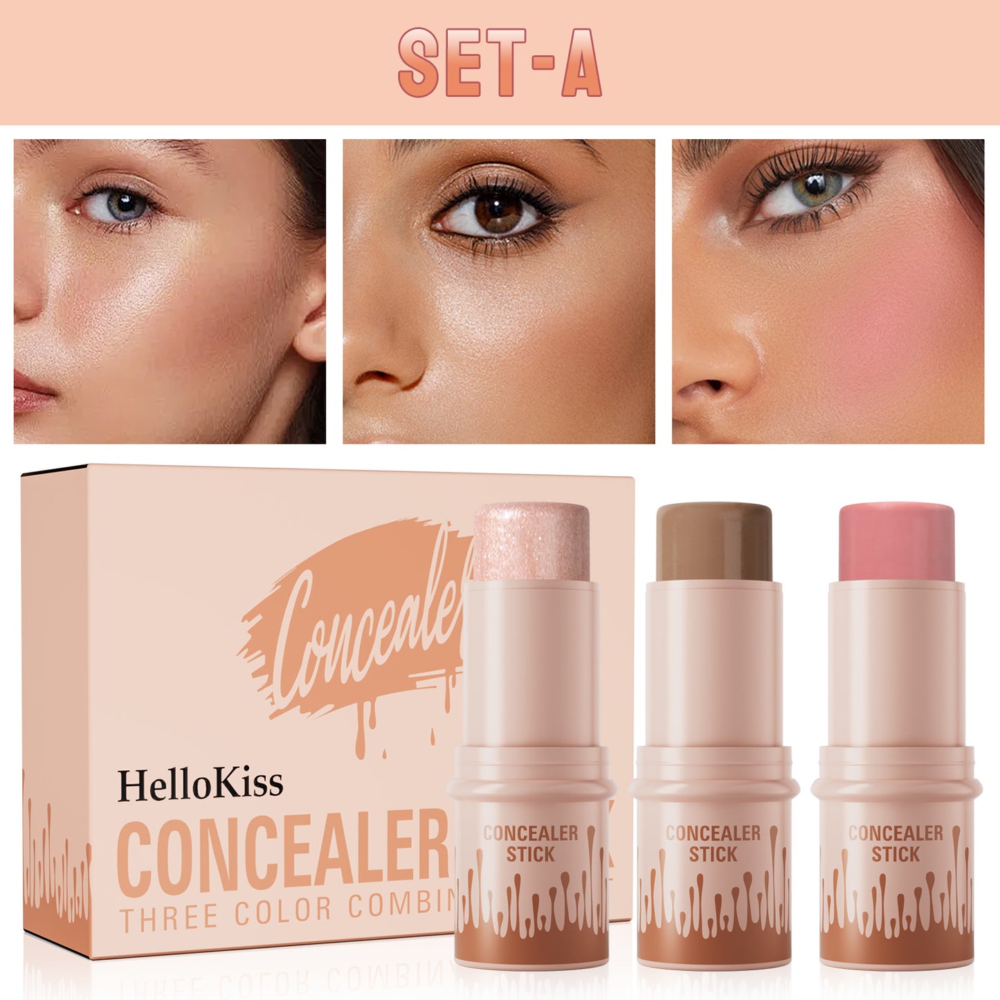 3Pcs Cream Contour Sticks Kit