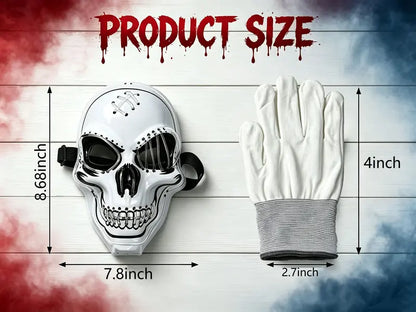 Halloween LED Spooky Skeleton Hacker Mask Set