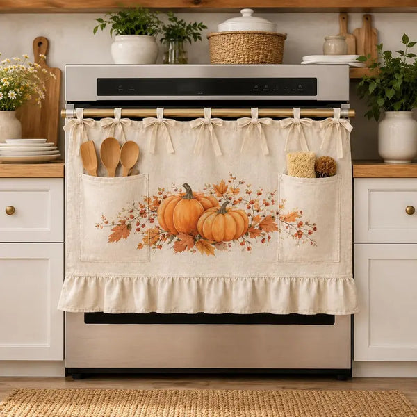 Oven valance with rod pocket—suitable for stovetops, ovens, and dishwasher cabinets
