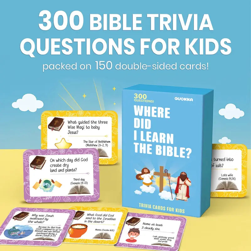 Bible Trivia Portable Card Game Set - 300 Engaging Questions