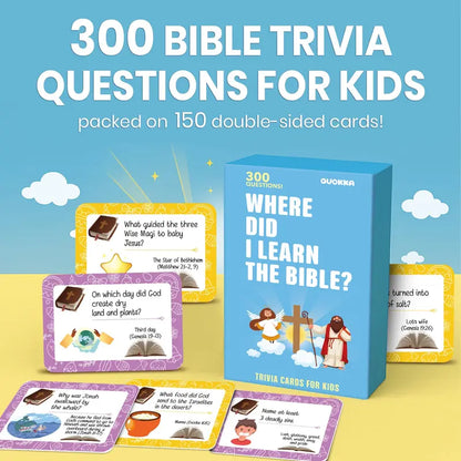 Bible Trivia Portable Card Game Set - 300 Engaging Questions