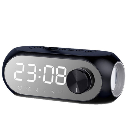 Mirror-finish alarm clock with temperature display and wireless Bluetooth speaker