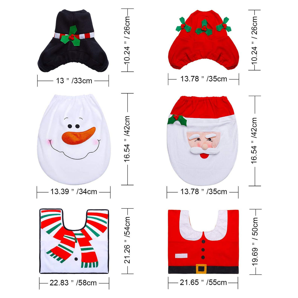 3 Pieces Christmas Toilet Seat Cover Set