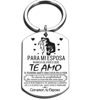 To My Wife Forever Love Keychain, Stainless Steel Keyring