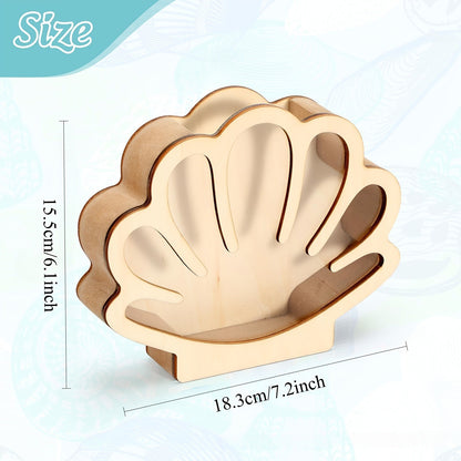 Wooden Seashell Display Case with Clear Window