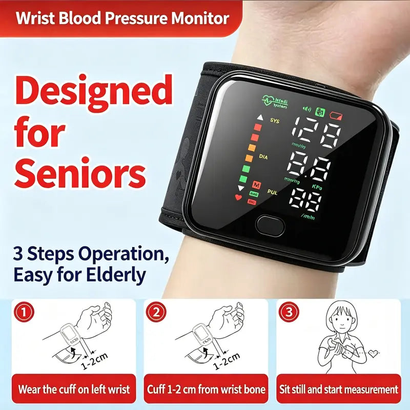Rechargeable Wrist Blood Pressure Monitor Wristwatch