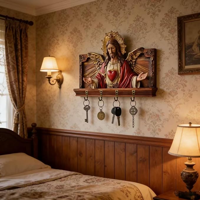 Jesus Sacred Heart Key Holder Wall Mount