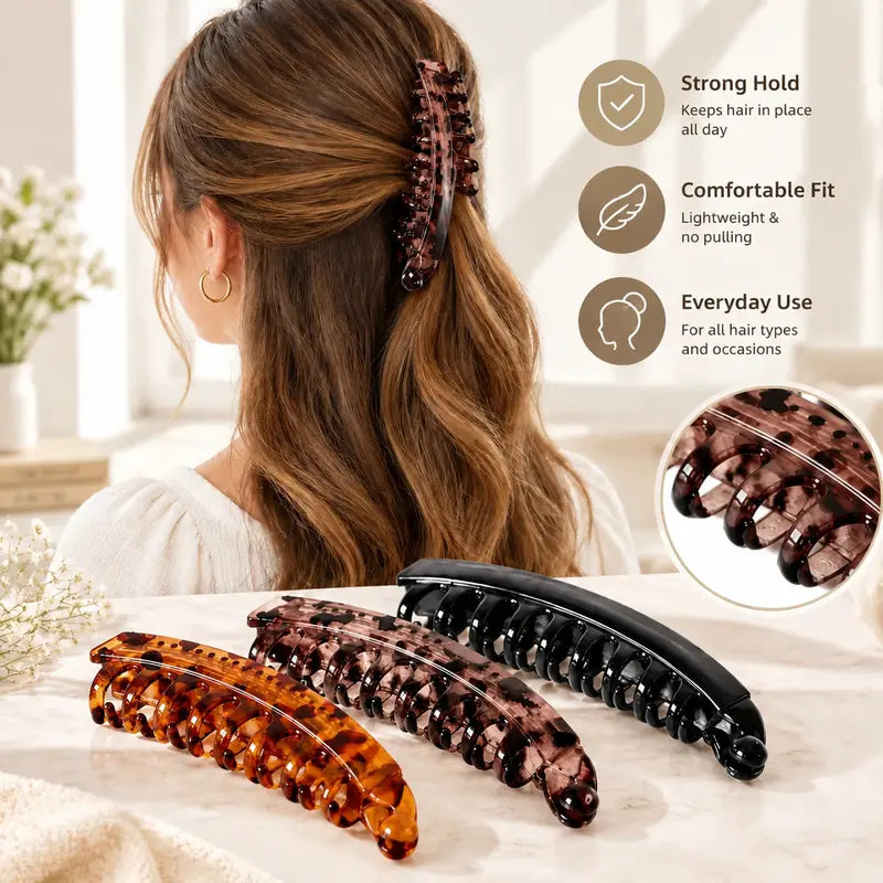 3 PCS Banana Hair Clips for Women, Cute and Stylish French Hair Claw Clips