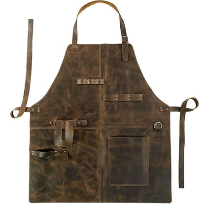 PU Leather Apron for Picnic BBQ, Oil-Resistant Wine Bottle Holder