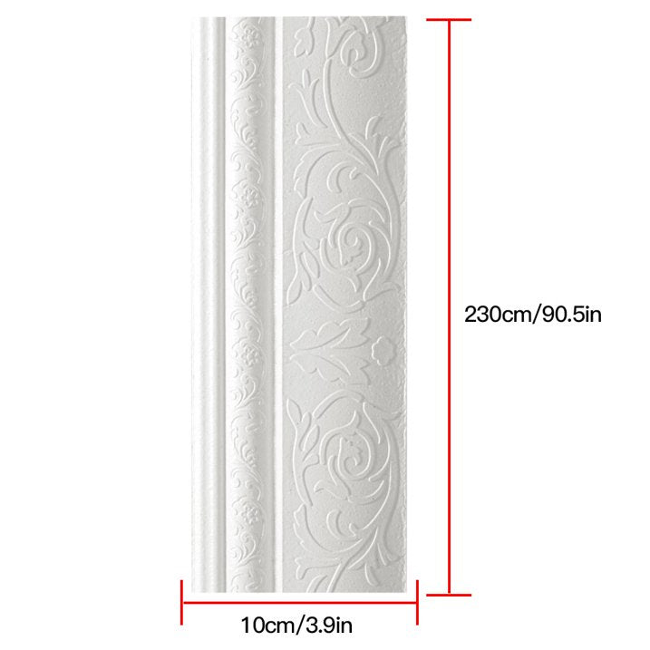 Self-adhesive 3D floral pattern skirting board trim
