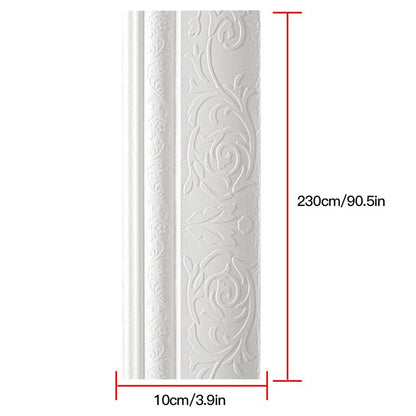 Self-adhesive 3D floral pattern skirting board trim