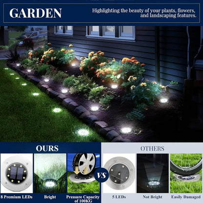 4Pcs Outdoor Waterproof Mini Solar Ground Lights - Landscape Lighting for Yard Driveway Walkway