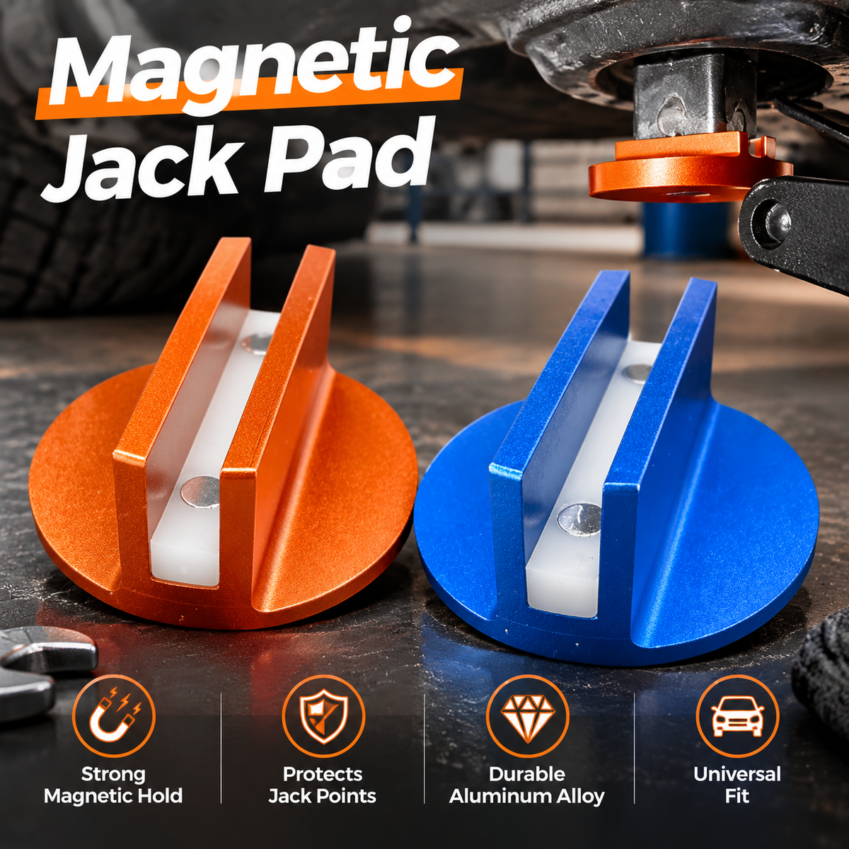 Large Universal Aluminum Slotted Grooved Magnetic Jack Pad