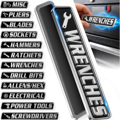12 Pack of Magnetic Toolbox Labels,Designed for toolboxes