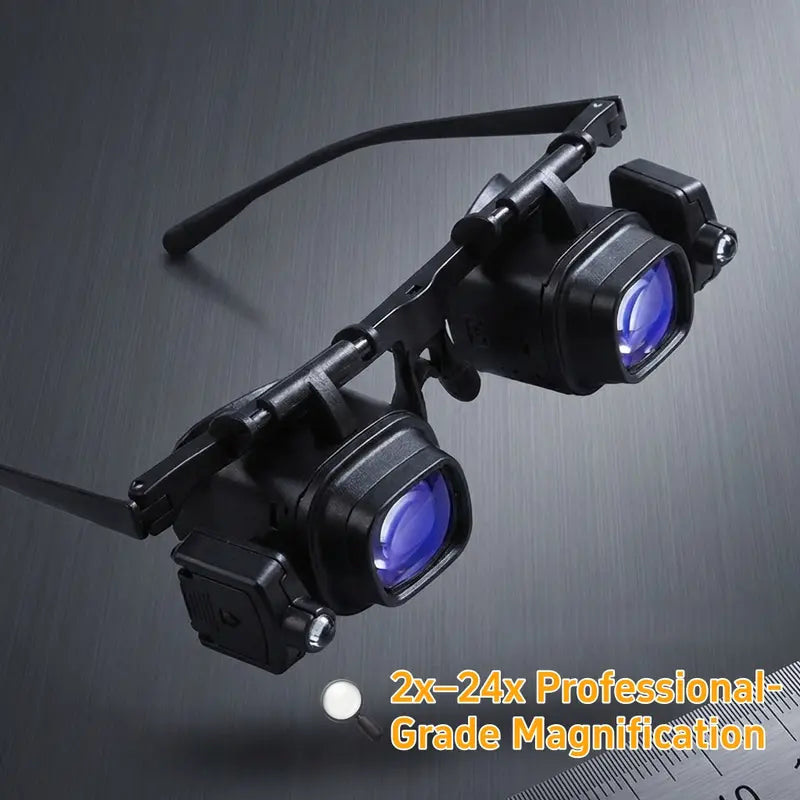 Head-mounted binocular magnifier with light